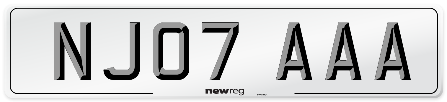 NJ07 AAA Number Plate from New Reg
